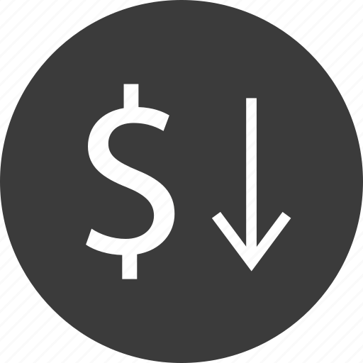 Arrow, business, currency, dollar, down, results, sign icon - Download on Iconfinder