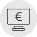 computer, euro, money, screen, sign, wealth