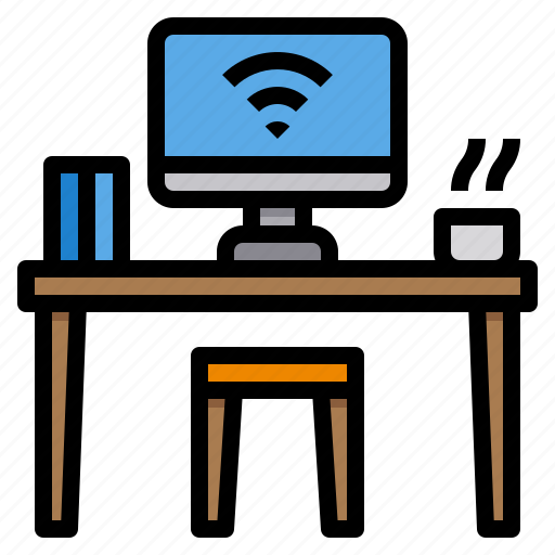 Internet, desk, computer, wifi, things, office icon - Download on Iconfinder