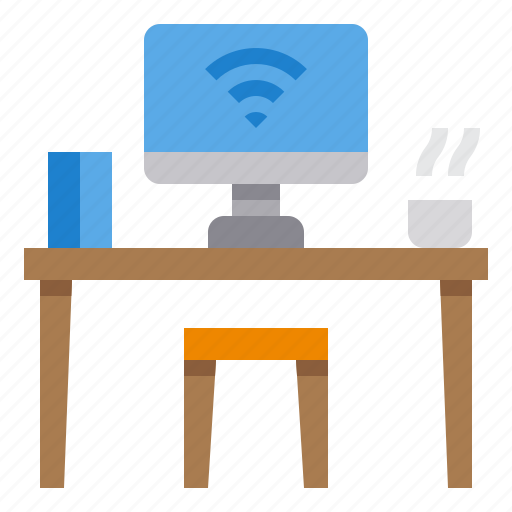 Office, wifi, internet, computer, desk, things icon - Download on Iconfinder