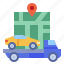 trailer, map, service, gps, car 
