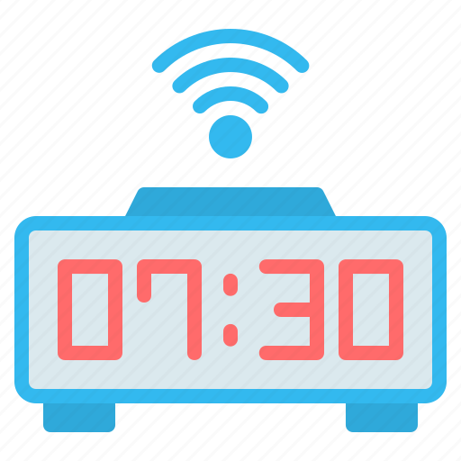 Alarm, clock, digital, digital clock, internet of things, smart clock, wifi icon - Download on Iconfinder