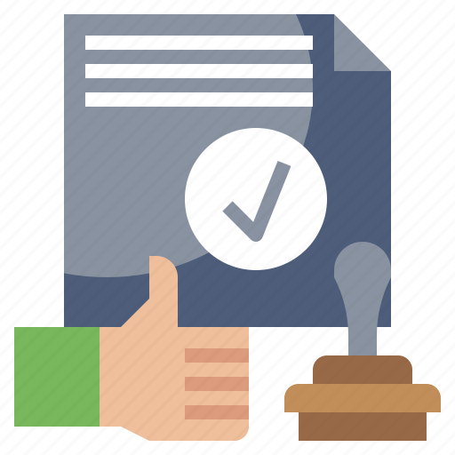 Agreement, approval, contract, files, folders, signaling, stamp icon - Download on Iconfinder