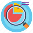 investment, research, pie chart, search, glass, magnifier