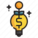 idea, interest, work, bulb, business, currency, investment icon