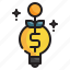 idea, interest, work, bulb, business, currency, investment icon 