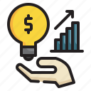 bulb, interest, growth, analytics, report, graph, investment icon