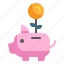 growth, saving, piggy, bank, money, currency, investment icon 