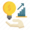 bulb, interest, growth, chart, analytics, graph, investment icon