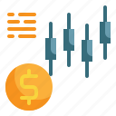 money, stock, candle, graph, currency, business, investment icon