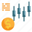 money, stock, candle, graph, currency, business, investment icon 