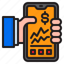 graph, hand, mobile, money, phone, report 