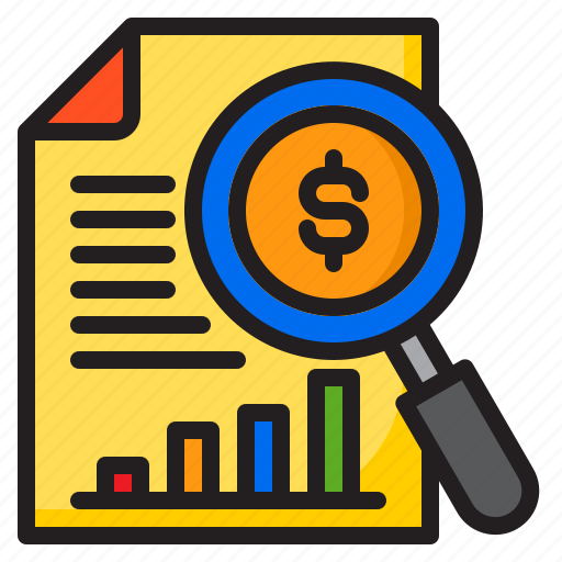 Bar, business, graph, money, report, search icon - Download on Iconfinder