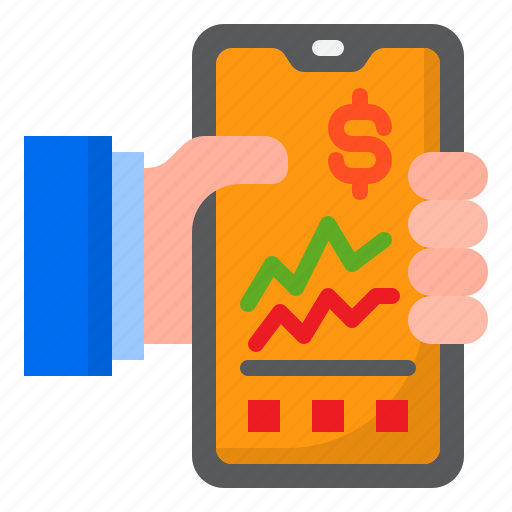 Graph, hand, mobile, money, phone, report icon - Download on Iconfinder