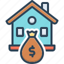 property, assets, money bag, home loan, building, possessions, belongings, real estate