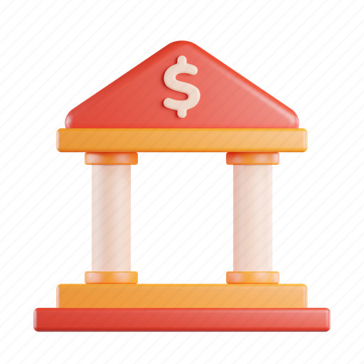 Bank, money, dollar, payment, currency, building, finance 3D illustration - Download on Iconfinder