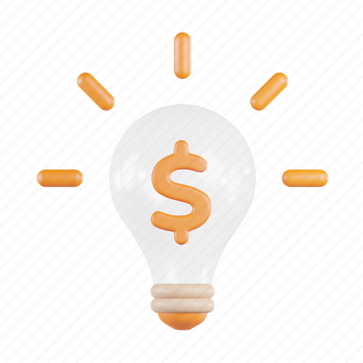 Bulb, currency, energy, coin, lamp, light, dollar 3D illustration - Download on Iconfinder