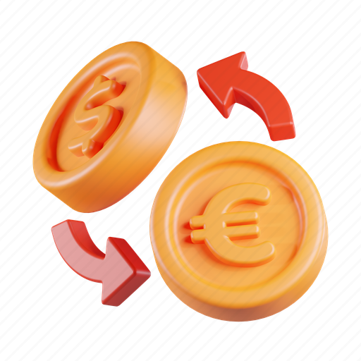 Currency, exchange, cash, euro, payment, transfer, finance 3D illustration - Download on Iconfinder