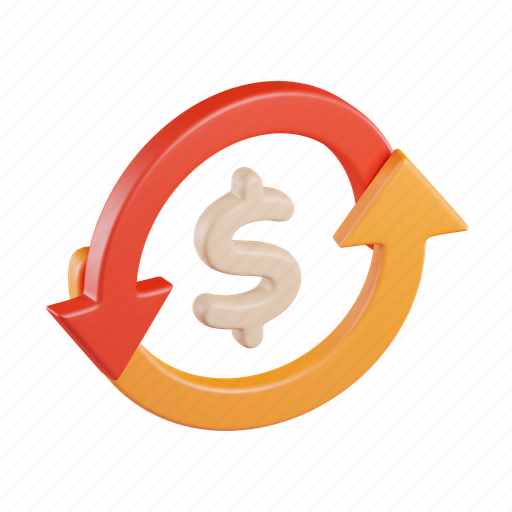 Dollar, cycle, sync, exchange, transport, cash, arrow 3D illustration - Download on Iconfinder