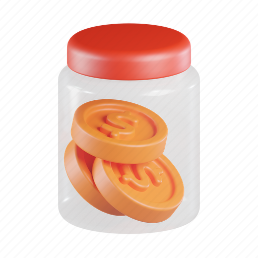 Money, jar, dollar, business, cash, payment, container 3D illustration - Download on Iconfinder