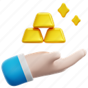 gold, hand, investment, invest, investing, ingots, 3d