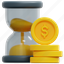 time, is, money, hourglass, investment, invest, coin, 3d 