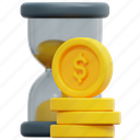 time, is, money, hourglass, investment, invest, coin, 3d 