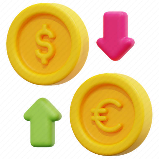 Exchange, money, investment, invest, euro, currency, dollar 3D illustration - Download on Iconfinder