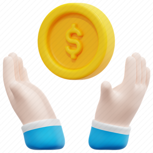 Invest, hands, money, investment, investing, currency, coin 3D illustration - Download on Iconfinder