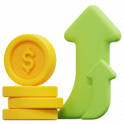 Profit, money, investment, invest, growth, finance, increase 3D illustration - Download on Iconfinder
