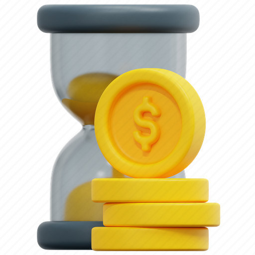 Time, is, money, hourglass, investment, invest, coin 3D illustration - Download on Iconfinder