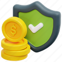 insurance, shield, investment, invest, money, protection, currency, 3d