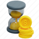 time, is, money, hourglass, investment, invest, coin, 3d