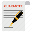 document, guaranted, guarantee, guaranty, pen, satisfaction, warranty