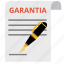 document, garantia, guaranted, guarantee, guaranty, pen, warranty 