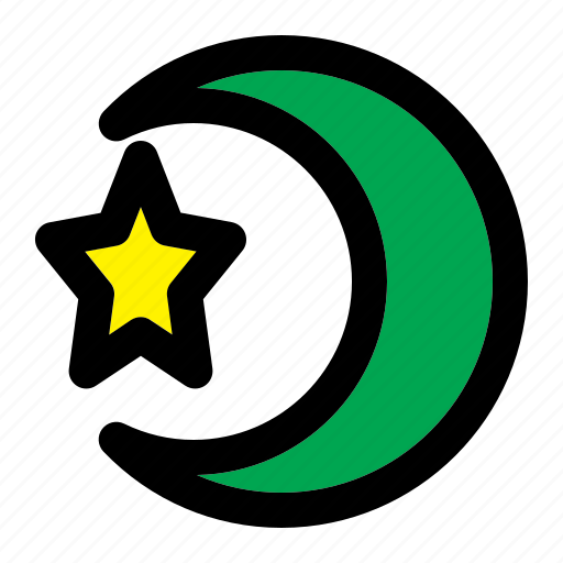 Color, islamic, moon, moon star, muslim, star icon - Download on Iconfinder
