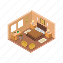 bed, room, isometric, appliance, house, household