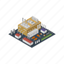 industry, isometric, factory, manufacture, construction