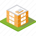 building, city, factory, house, isometric, town, village