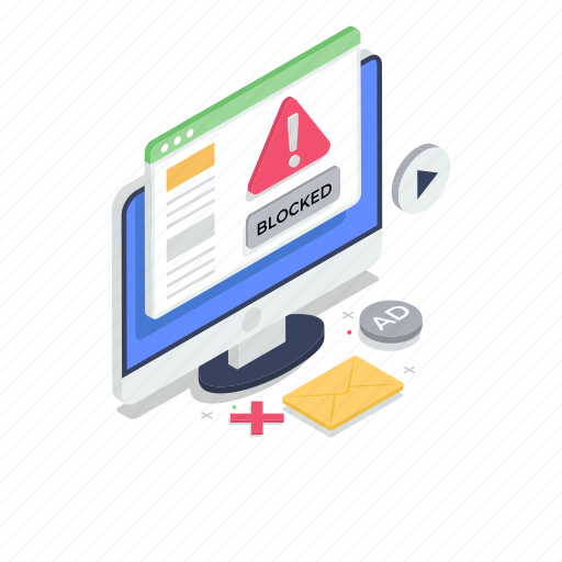 Blocked website, computer error, file error, virus threat, webpage error illustration - Download on Iconfinder