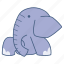 elephant, animal, cartoon, cute, character, sticker 