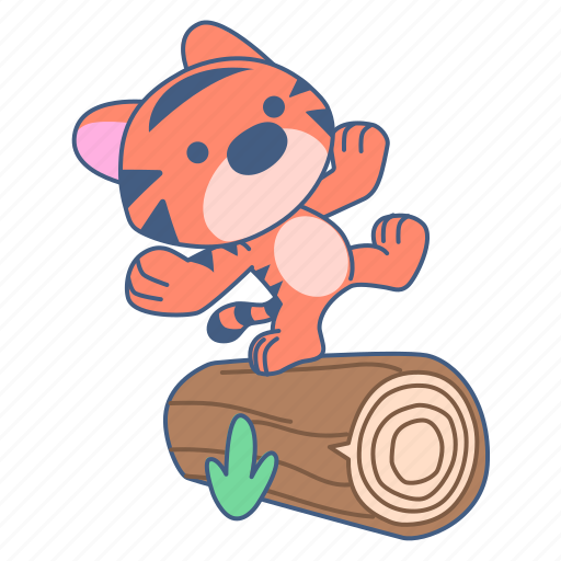 Tiger, animal, cartoon, cute, character, sticker sticker - Download on Iconfinder