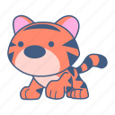 tiger, animal, character, cartoon, cute, sticker