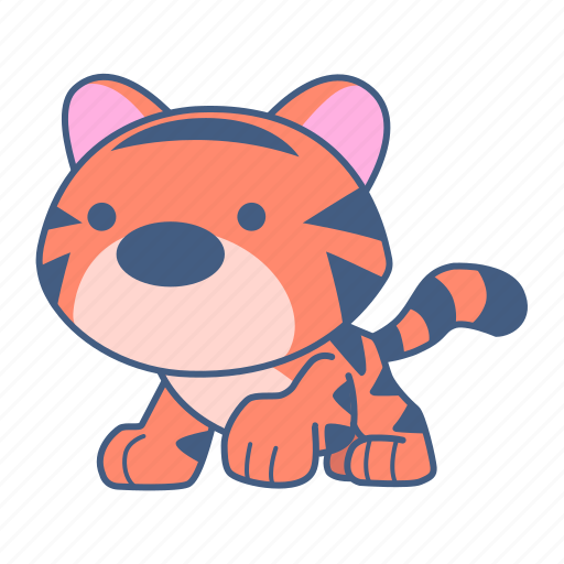 Tiger, animal, character, cartoon, cute, sticker sticker - Download on Iconfinder