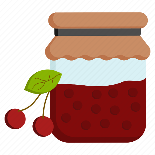 Jam jar, cherry jam, fruit preserves, marmalade, fruit butter, fruit curd, glass jar icon - Download on Iconfinder