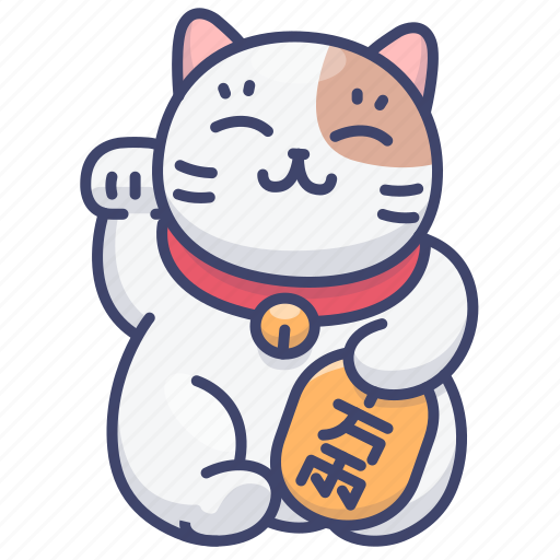 Cat ninja illustration vector. Japan cat fox logo, icon Stock