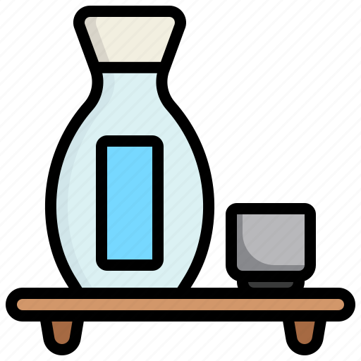 Sake, alcohol, drink, cup, bottle icon - Download on Iconfinder
