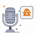 horror topic, horror podcast, scary, ghost, ghost story, podcast, podcasting, microphone, broadcast