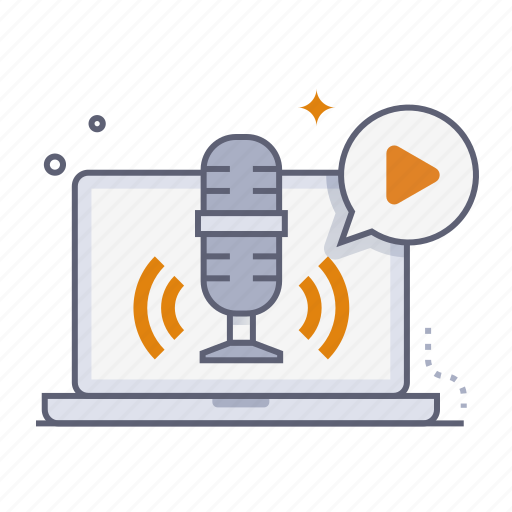 Podcast video, video, play, laptop, streaming, podcast, podcasting icon - Download on Iconfinder