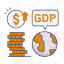 gdp, gross domestic product, globe, coins, increase, stock, investment, trading, market 